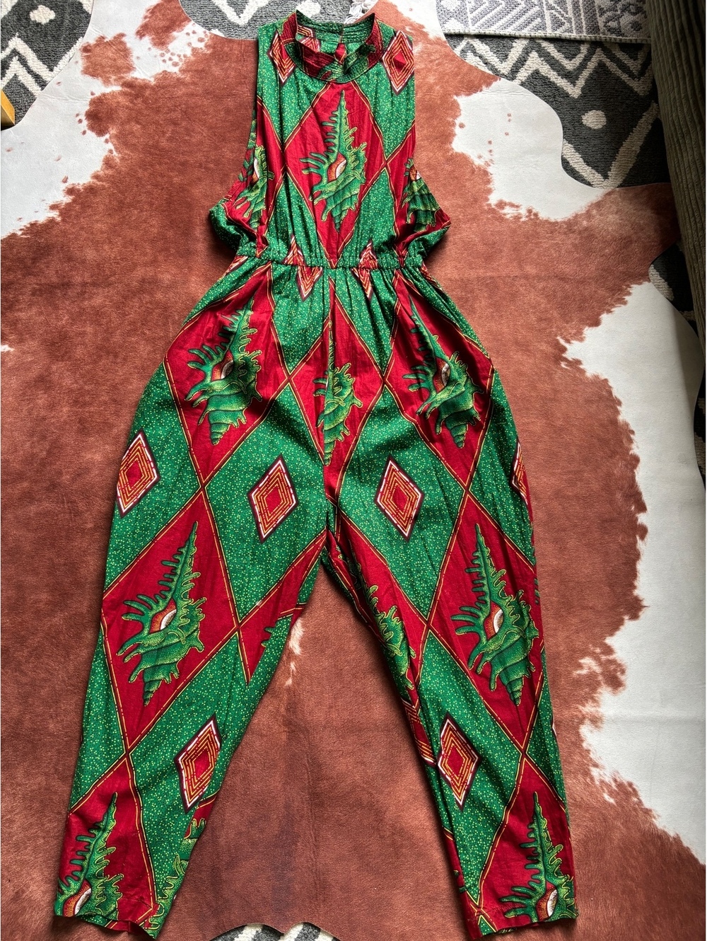 Vintage African Wax Print Jumpsuit / One-Piece